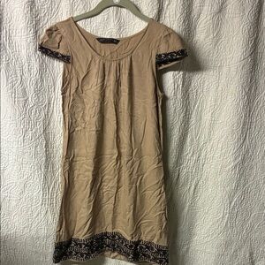 Zara Tan Mini Dress with Black Details